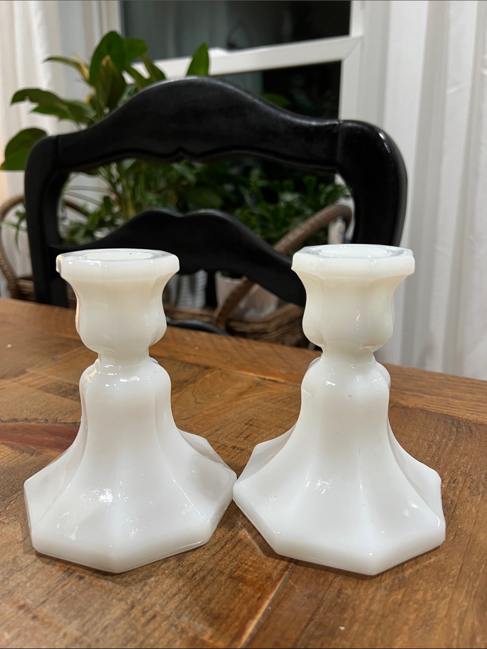 White Milk Glass Candle Holders - Classic